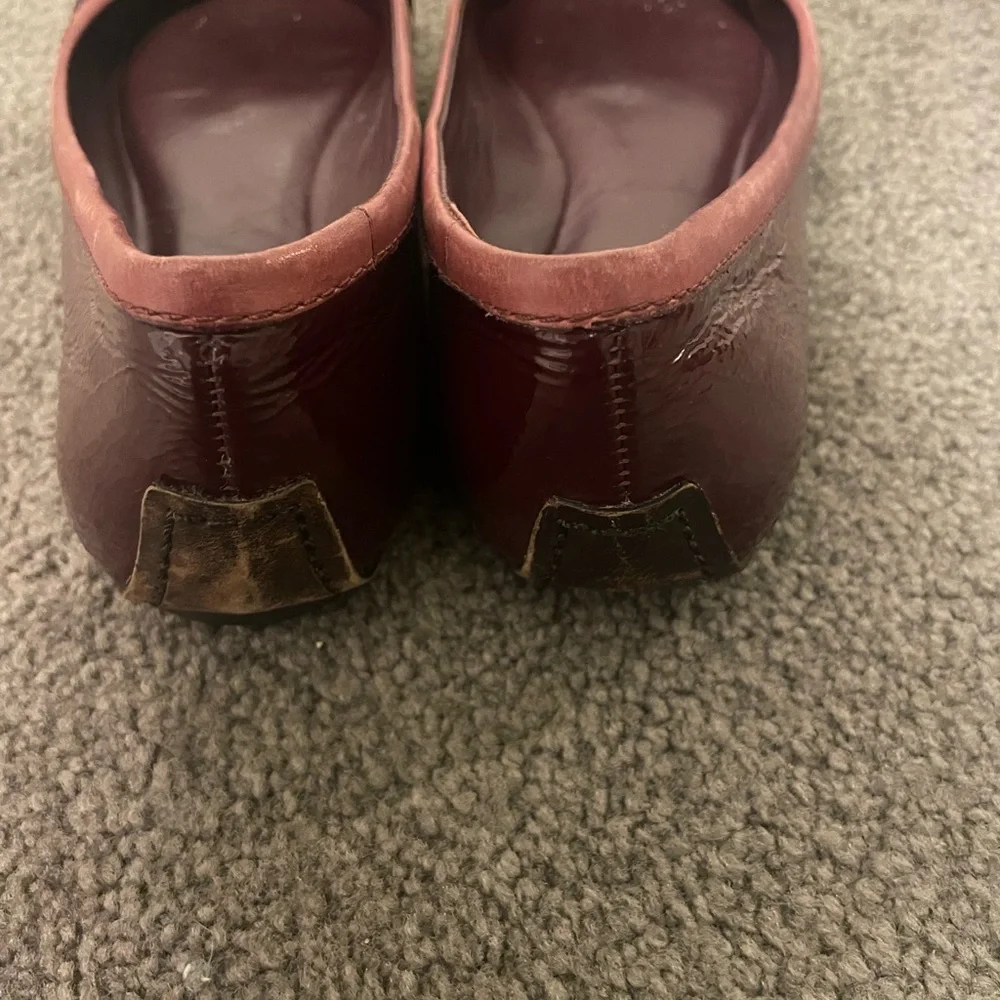 Tory Burch Women's Burgundy Leather Logo Ballet Flats Size 7